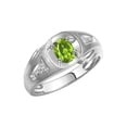 thumbnail image 3 of RYLOS Men's Rings Sterling Silver Rings Classic Designer Style 8X6MM Oval Gemstone & Diamond Ring Peridot August Birthstone Rings For Men Size 10, 3 of 7