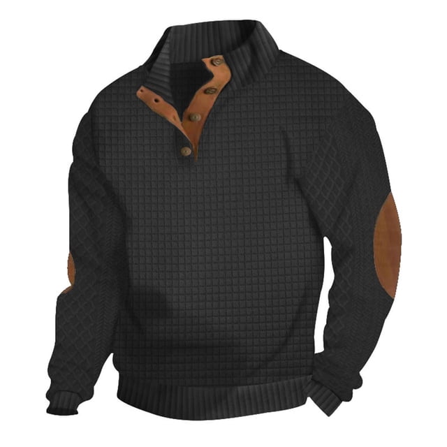 Birdeem Chandail à Col Montant Manches Longues Style Bouton pour Hommes