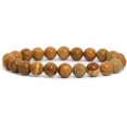 thumbnail image 1 of Bracelet Extensible Unisexe en Perles Rondes de 8 mm en Jaspe de Bois Naturel 7 Pouces, 1 of 1