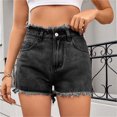 thumbnail image 2 of Cowboy Shorts for Women with Button Fly, Zipper Closure, Patch Pockets, Frayed Hem, Polyester Blend, Casual Fit, 2 of 8