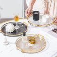 thumbnail image 4 of Round Serving Tray, Golden Rim Design Border Tray 2 Sturdy Handles Easy to Transport and Move Around Decorative Plate for Displaying Fruits Desserts Snacks, 4 of 7