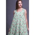 thumbnail image 4 of Bimba Pastel Mint2 Floral Leaves & Peony Mi-Mollet Vêtement de Nuit Femme Coton Imprimé Sans Manches Robe de Nuit Maxi X-Small, 4 of 6