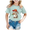 thumbnail image 4 of PMVFHDE T-Shirt Graphique à Manches Courtes Imprimé Lapin de Pâques pour Enfants, Col Rond, Décontracté, Printemps Été, Vert Menthe, 6-7 Ans, 4 of 4