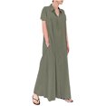 thumbnail image 2 of Fshaion Robe d'Été pour Femmes 2024 Grande Taille Décontractée Aguichant Col Rond Uni et Manches Courtes Robe à Boutons en Liquidation à Moins de 10!, 2 of 6