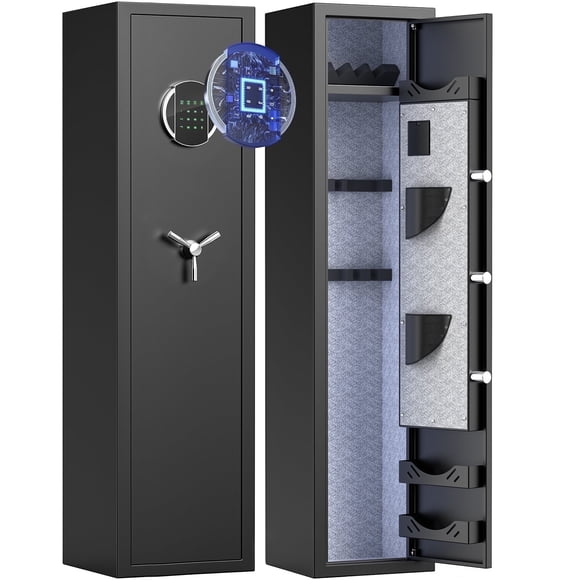 Coffre pour Armes à Feu, 3-5 Coffres pour Armes Longues pour la Maison et Pistolets à Fusil avec Clavier LCD, Armoire à Armes avec 3 Supports Ajustables, Boîte à Munitions