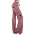 thumbnail image 2 of Timegard Womens Pants Workout Comfy High Waist Wide Leg Trousers Straight Solid Colar Pants with Button Pocket, 2 of 7