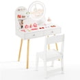 thumbnail image 1 of Gymax Coiffeuse pour Enfants avec Miroir Éclairé, Coiffeuse de Princesse et Chaise, Blanc, 1 of 10