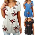 thumbnail image 3 of QJUHUNG T-Shirts Amples à Manches Courtes pour Femmes Blouse Décontractée d'Été pour Dames, 3 of 4