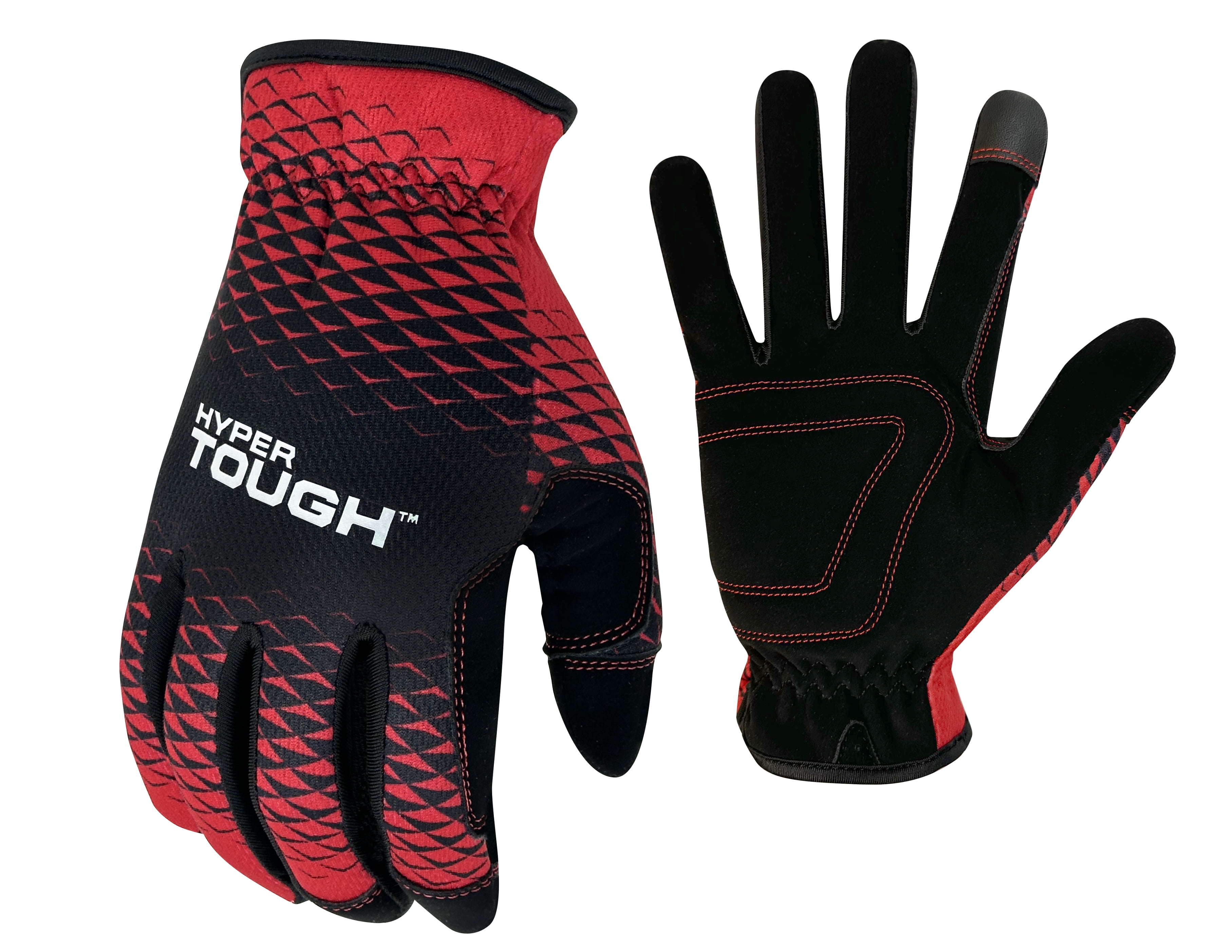 Hyper Tough All Purpose Performance Work Gloves, Black and Red - Medium, 1 pair, CHT89076-23
