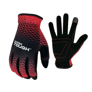 Hyper Tough Gants de travail à tous fins, noirs et rouges - Moyenne, 1 couple, CHT89076-23