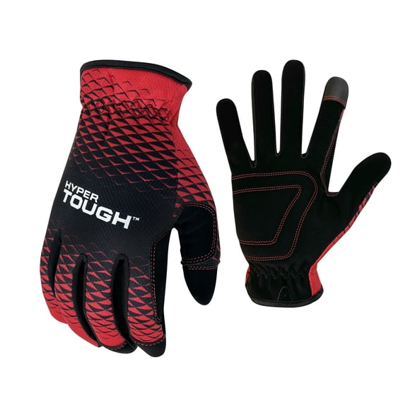 Hyper Tough All Purpose Performance Work Gloves, Black and Red - Medium, 1 pair, CHT89076-23