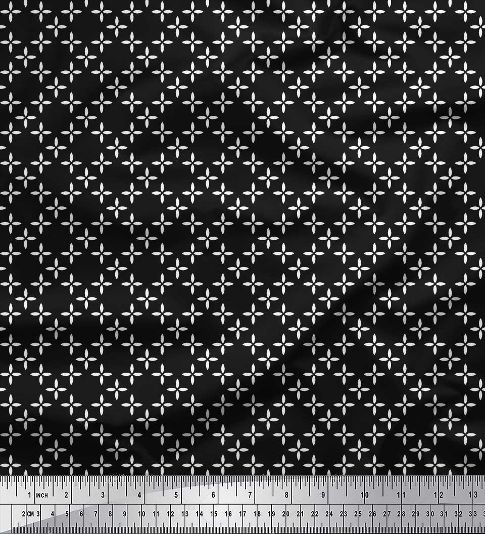 Soimoi Silk Fabric Floral Small Printed Fabric 1 Yard 42 Inch Wide