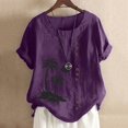 thumbnail image 5 of Chemise à Manches Longues pour Femmes Été Décontracté Col Rond Manches Courtes Imprimé Chemise Ample Hauts d'Été pour Femmes Coupe Ample Hauts à Manches Courtes pour Femmes, 5 of 5