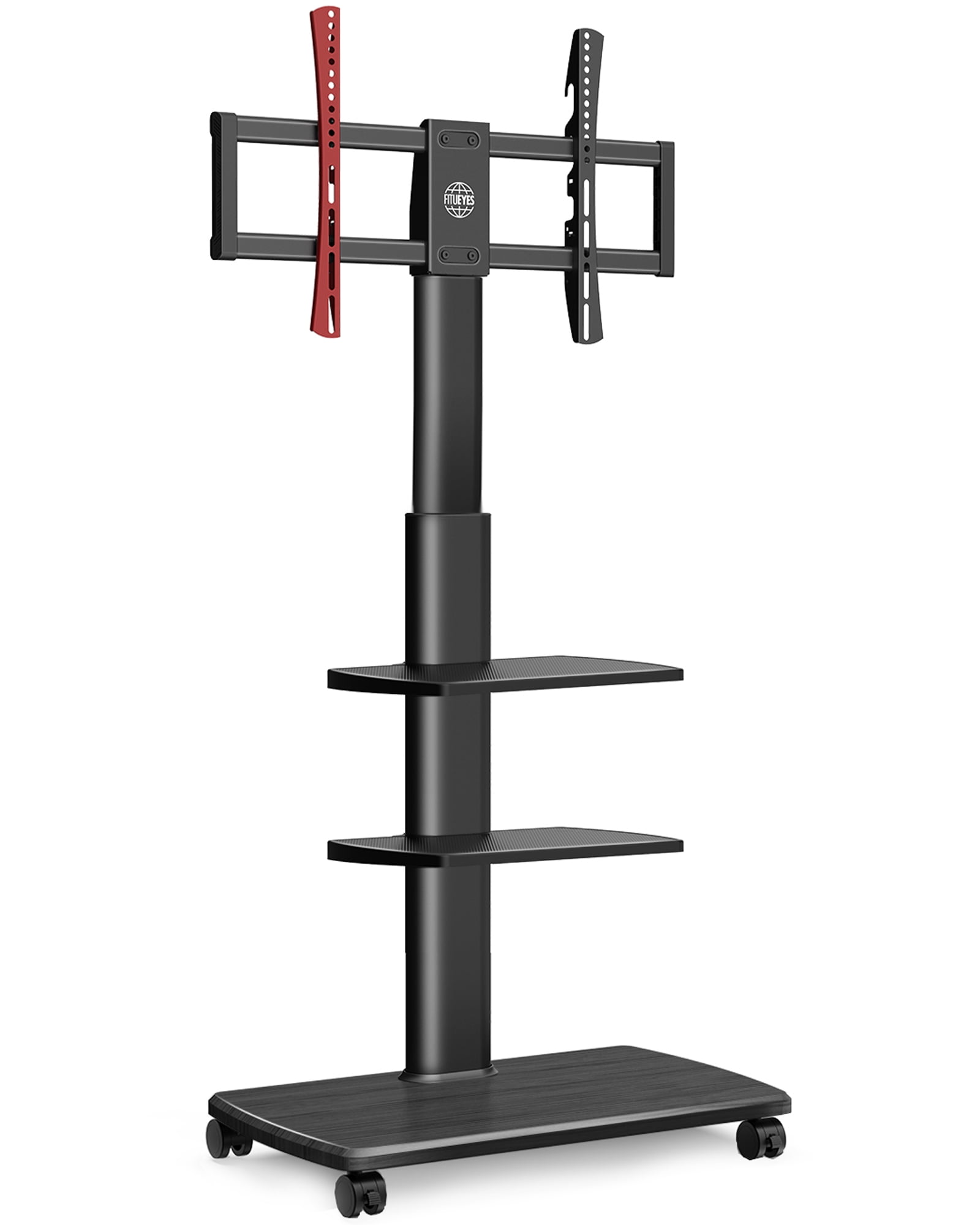 FITUEYES Mobile TV Stand for 32 to 65 inch LCD LED OLED Plasma Flat Panel Screens with Wheels Swivel Mount and Shelves Height Adjustabl