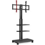 FITUEYES Mobile TV Stand for 32 to 65 inch LCD LED OLED Plasma Flat Panel Screens with Wheels Swivel Mount and Shelves Height Adjustabl
