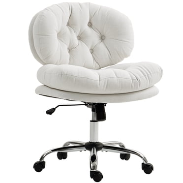 HOMCOM Armless Office Chair Desk Chair with Wide Thick Padded Seat, White