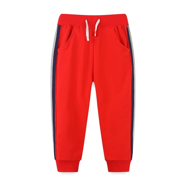 MIASHUI Pantalons de Jogging Décontractés pour Garçons et Filles, Bas d'Entraînement Élastiques à Cordon, Rouge, 3-4 Ans