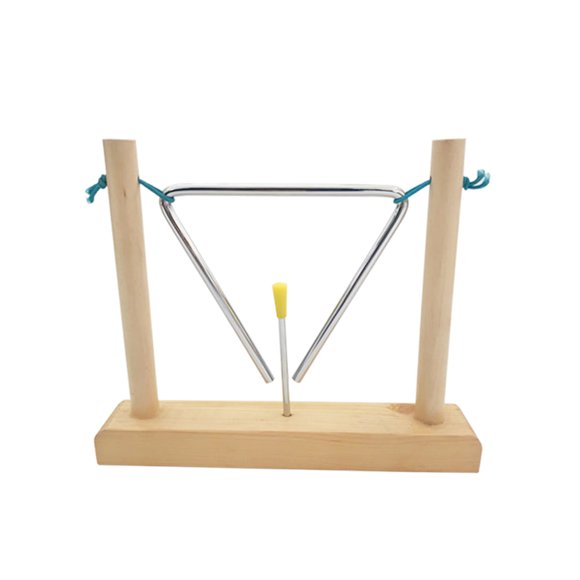 Labymos 6-inch Triangle Instrument with Striker and Wood Stand Musical Steel Triangle Early Educational Percussion Instrument