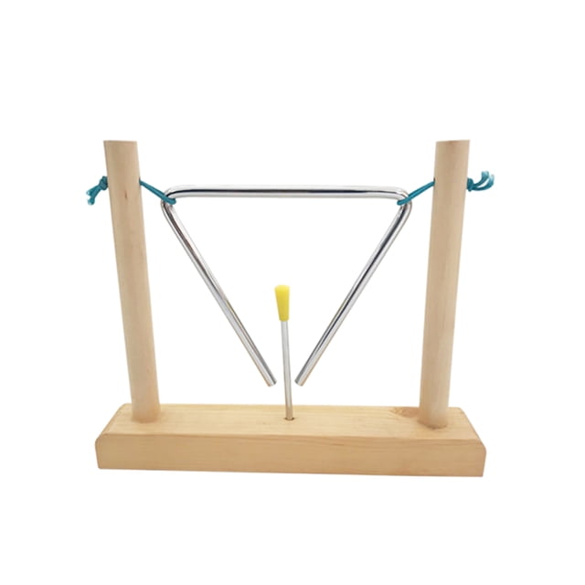 Labymos 6-inch Triangle Instrument with Striker and Wood Stand Musical Steel Triangle Early Educational Percussion Instrument
