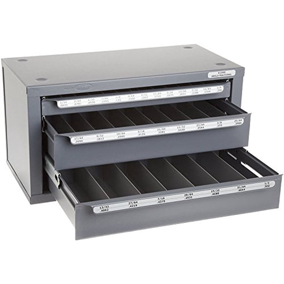 Huot 13000 Three-Drawer Drill Bit Dispenser Cabinet for Jobber Length Fractional Sizes 1/16" to 1/2" in 1/64" Increments