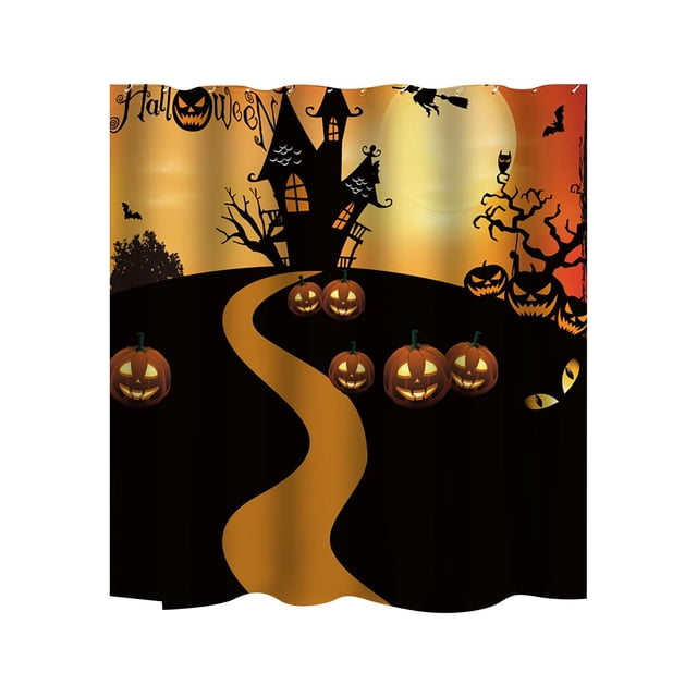 Halloween Themed Digital Printed Shower Curtain, Bathroom Waterproof Curtain