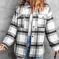 thumbnail image 2 of Yuyuzo Plaid Flannel Shirts for Women Oversized Long Sleeve Shacket Jacket Button down Blouse Tops, 2 of 5