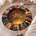 thumbnail image 2 of SIYTUAU 3D Optical Illusion Book Cave Round Area Rug Non Slip Floor Mat For Bedroom Study Library 39.4X39.4 Inches Velvet Soft Pile Polyester Fiber C, 2 of 5