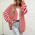 thumbnail image 2 of Women's Color Block Rib Knit V-Neck Button Down Cardigan Long Sleeve Slim Fit Casual Sweater Coat, 2 of 8