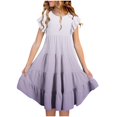 thumbnail image 1 of RXIRUCGD 2025 Vêtements d'Été pour Enfants Mode Filles Nouvelle Robe d'Été à Manches Courtes Poches à Volants Col Rond Imprimé, 1 of 4