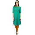 thumbnail image 3 of Phagun Kurti Droite à Col Mandarin pour Femmes, Motif Uni, Robe Ethnique Indienne de Designer, 3 of 6