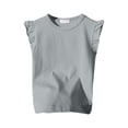 thumbnail image 1 of LUOGENLI T Shirt for Girls Girls Ruffle Sleeve T Shirt Solid Color Vest Girls Basic Short Sleeve Black Maxi Tops Grey 3-4 Years, 1 of 3