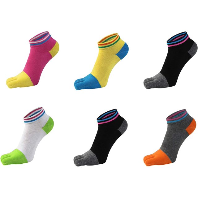 Chaussettes Sport Unies pour Femmes à 5 Doigts, Évacuation de l'Humidité, Mi-Mollet, Lot de 6