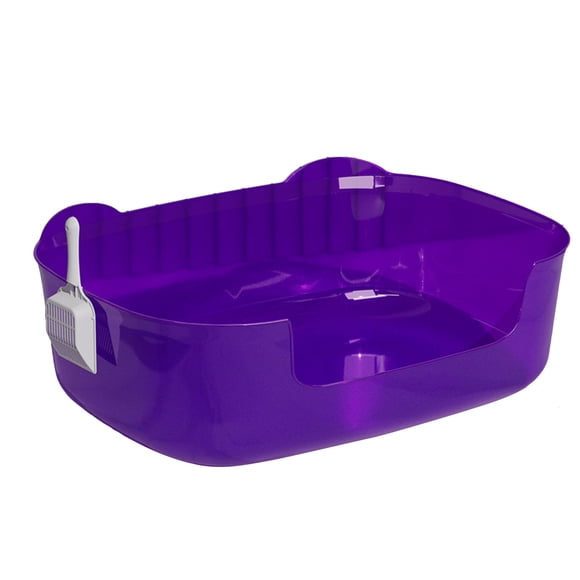 Grande Litière pour Chat 40 cm x 29 cm x 14,5 cm Bac en Plastique Monobloc Entièrement Ouvert avec Coutures Anti-Déversement et Base Antidérapante