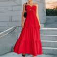 thumbnail image 1 of Ovzne Robes d'Été pour Femmes 2025 Robe Mode Femmes Couleur Unie Aguichant Bustier Bretelles Dos Nu Robe à Étages Robe d'Été Liquidation, 1 of 4