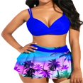thumbnail image 3 of MesaSe Women 2Pcs Swimsuit Set  Solid Color Wrap Bikini Tops + Ruffle Skirt Bottom Set Beach Swimwear, 3 of 5