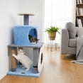 thumbnail image 4 of Costway 31.5" Cute Modern Cat Tree with Condo Top Perch Jute Scratching Posts Hanging Toy Blue, 4 of 10