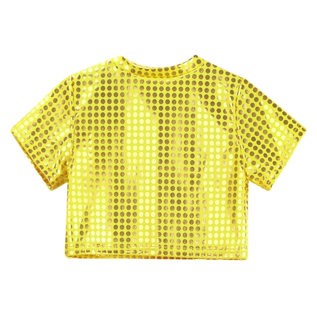 TIEVOSA Robe de Fête Décontractée à Paillettes pour Filles et Garçons Manches Courtes pour 14-16 Ans (Or)