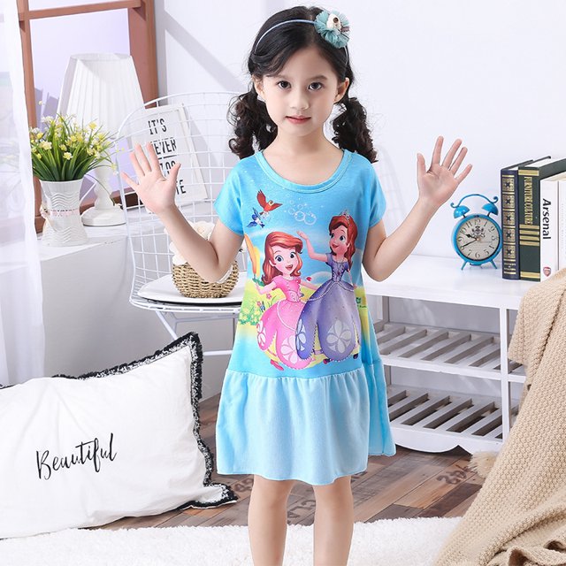 Girls Nightgown Cartoon Pajamas Princess Dress
