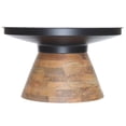 thumbnail image 2 of Moderne Métal et Bois Massif Table de Base Ronde - Noir et Noyer, 2 of 7