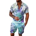 thumbnail image 4 of Ensemble Estival pour Homme Chemise POLO à Manches Courtes et Short Mode Imprimé Col à Revers Chandail Haut Short Décontracté T-Shirt Hawaïen de Plage, 4 of 5