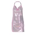 thumbnail image 4 of EIMELI Women Glitter Mini Dress Halter Neck Side Slit Backless Bodycon Club Dress, 4 of 7
