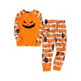 thumbnail image 3 of TIMIFIS Pyjamas d'Halloween Assortis pour la Famille Ensembles Assortis 2 Pcs Pyjamas d'Halloween Pyjama à Manches Longues Combinaison de Nuit Toile d'Araignée Fantômes Citrouille Squelette Haut et Pantalon Tenue Vêtements de Maison Ensemble de Pyjamas des Fêtes Pyjamas 4T, 3 of 6
