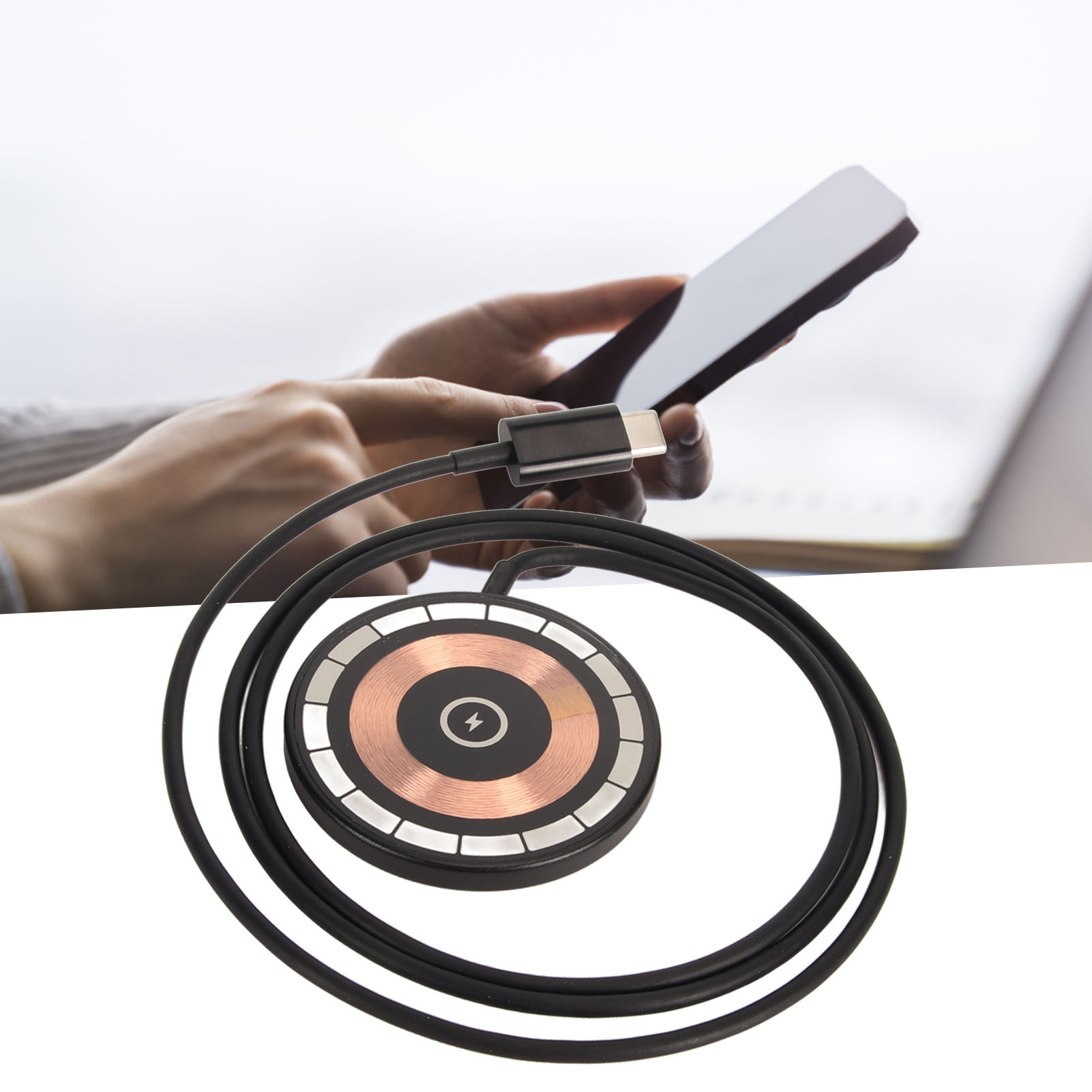 Phone Magnetic Charger, Magnetic Wireless Charger Built in Smart Chip Type C Prevent Overcharging  for Office