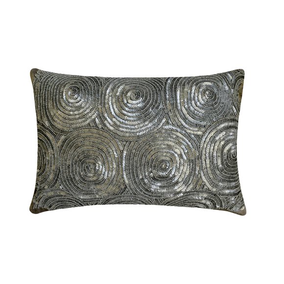 The HomeCentric Luxury Silver Lumbar Pillow Cover, 12x26 inch (30x65 cm) Lumbar Pillow Cover, Spiral Sequins Glitter Sparkly Lumbar Pillow Cover, Silk Lumbar Pillow Cover, Geometric - Silver Touch
