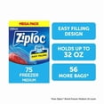 thumbnail image 1 of Ziploc® Freezer Bags with Stay Open Technology, Medium, 75 Bags, 1 of 4