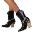 thumbnail image 4 of Qertyioot Bottes de Neige Zippées pour Femmes, Bottes Mode Unies à Talons Hauts Pointus, 4 of 8
