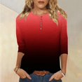 thumbnail image 2 of Yuyuzo Womens 3/4 Sleeve Tops Basic Button Crew Neck Solid Color Loose Fitted Tunics Tee Blouses, 2 of 5