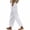 White, variant on Nfurl Womens Pants with Pockets Elastic Waist Drawstring Cotton Linen Summer Pants Trendy Striped Hems Beach Vacation Casual Pants Black,S