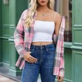 thumbnail image 2 of Jean Jacket Women - Plaid Button with Pocket Basic Top Jacket - Leisure/Home, 2 of 7