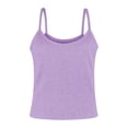 thumbnail image 4 of 2 Pack(Purple 1PCS & Wine 1PCS) Multipack 4 Set Crop Top Women Spaghetti Strap Neck Ribbed Tank Tops Slim Fitted Camisole Basic Sleeveless Layering Shirts, 4 of 4